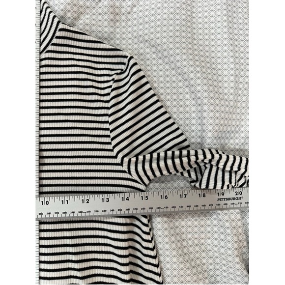 MINKPINK Striped Turtleneck Swing Dress Black White Ribbed Knit Long Sleeve S - Picture 7 of 8